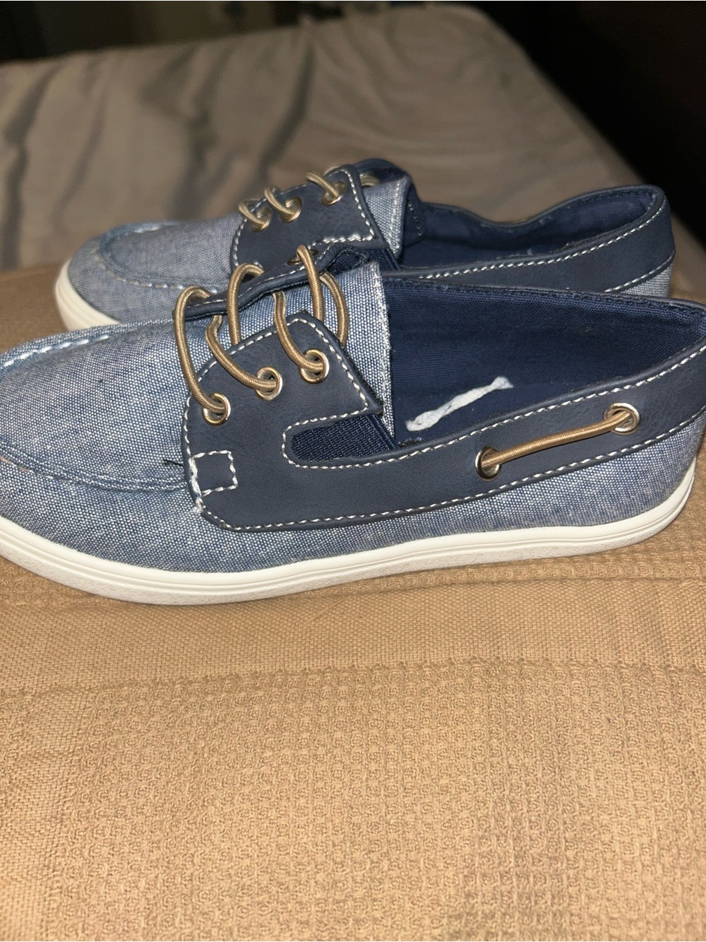 The Children's Place Navy and Light Blue Canvas Boat Sneakers